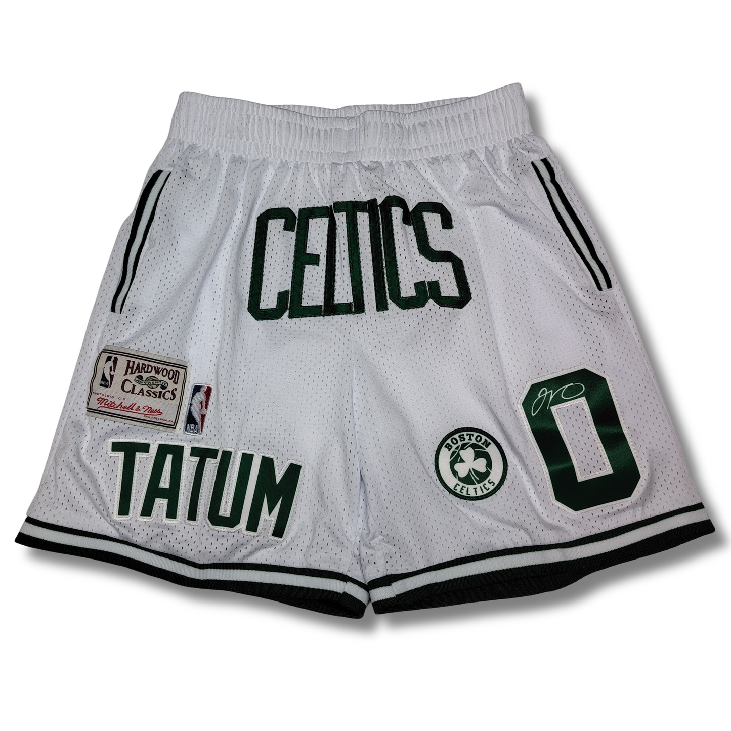 Tatum 0 Celtics White - Full Patch Jersey Shorts